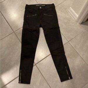 American Eagle Black Moto Jeans